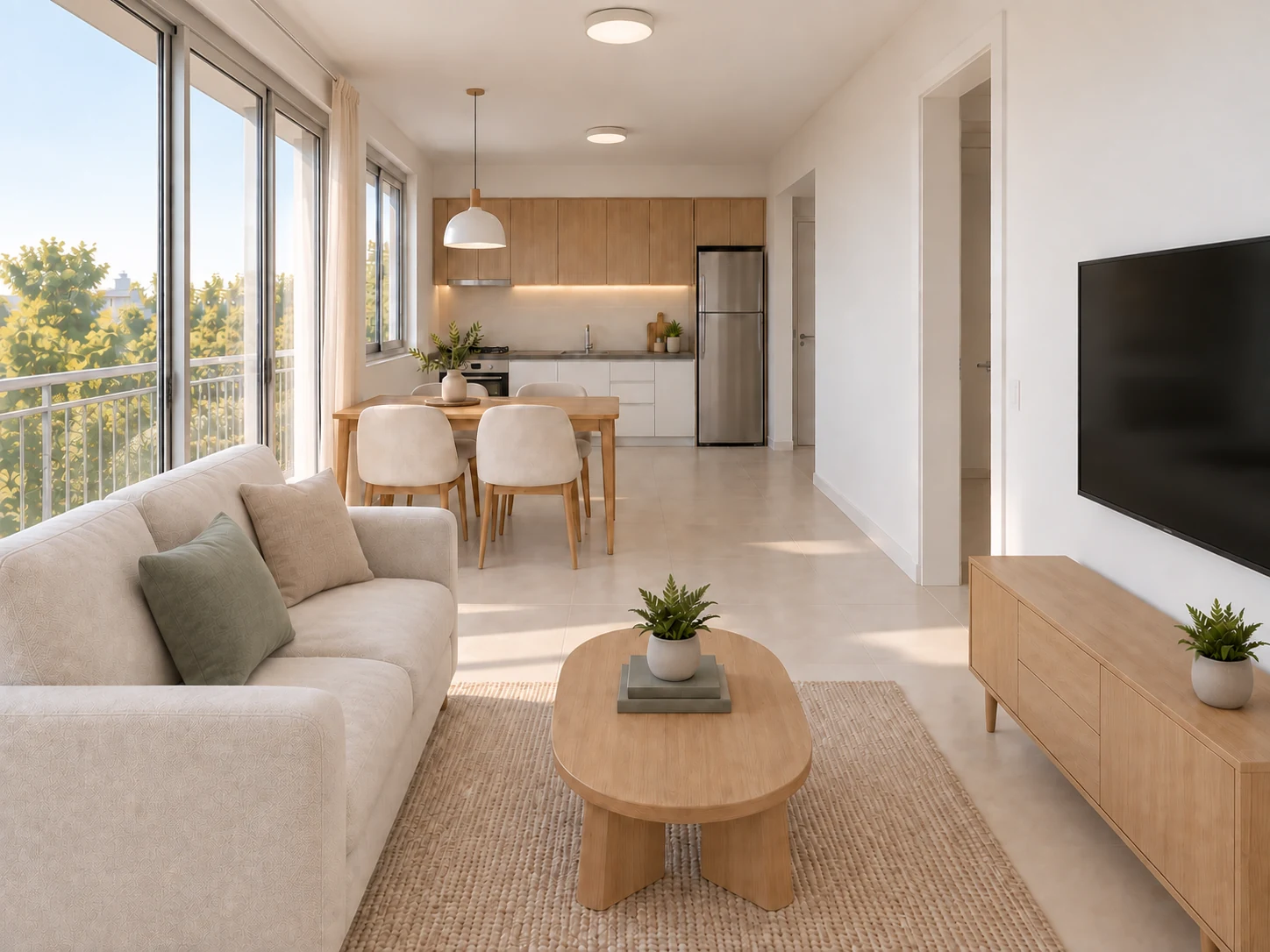 Cocina integrada, vista desde el living