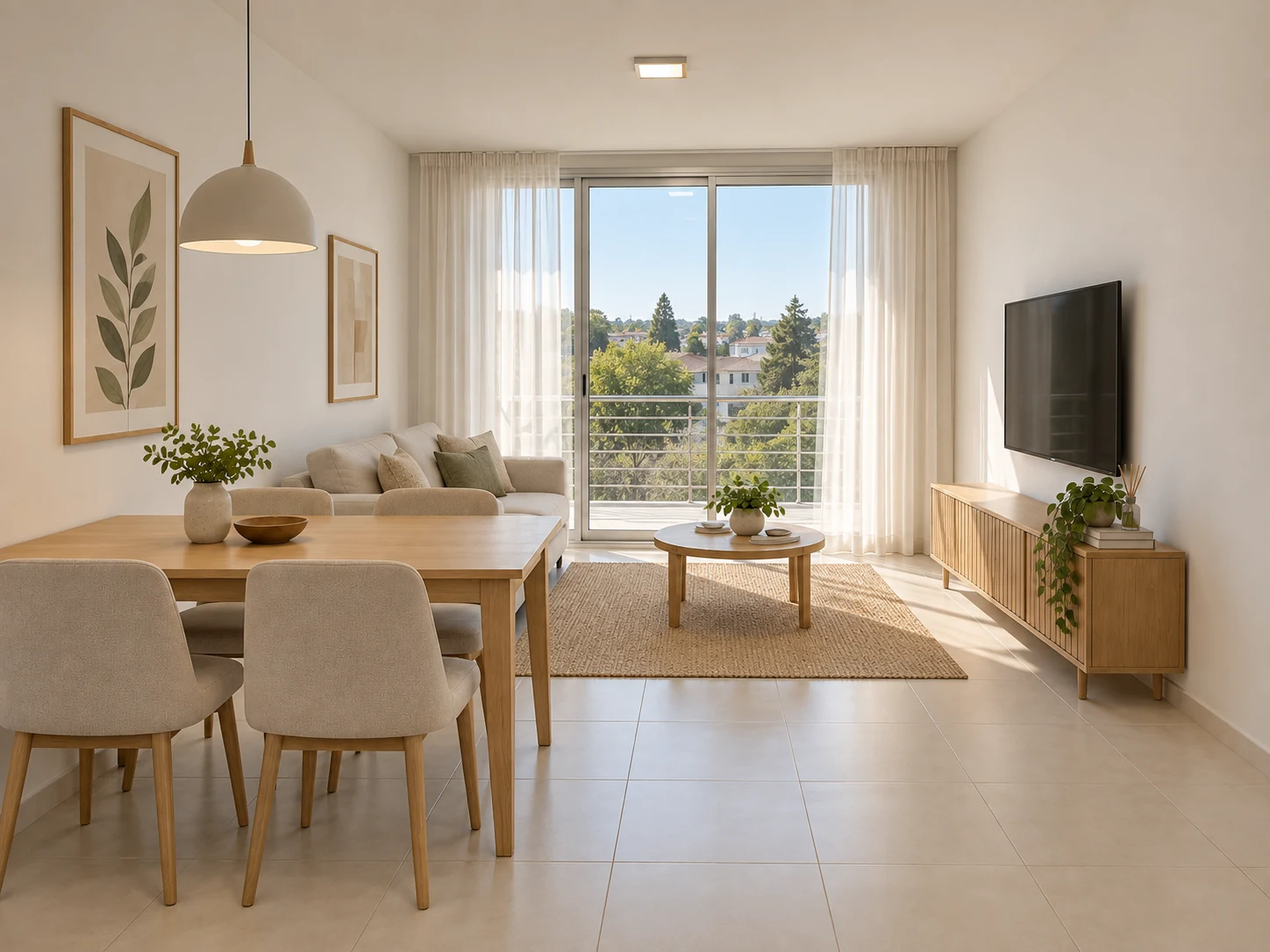 Living comedor de Güemes con salida al balcón